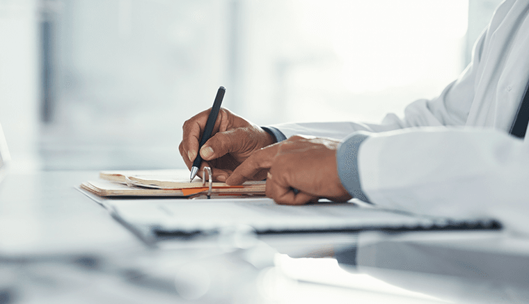 doctor writing