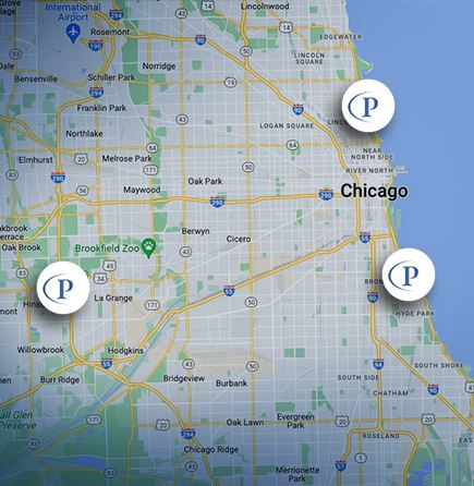 Map of Pinnacle Pain Management Specialists locations in the Chicago area